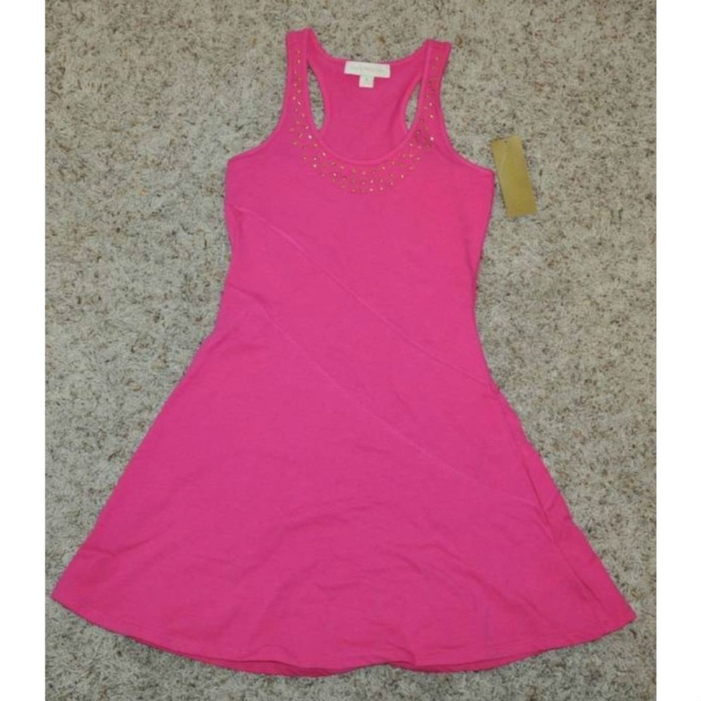Nicki Minaj Fit & Flare Dress Jr L Pink Studded Sleeveless Stretch Teen Girls